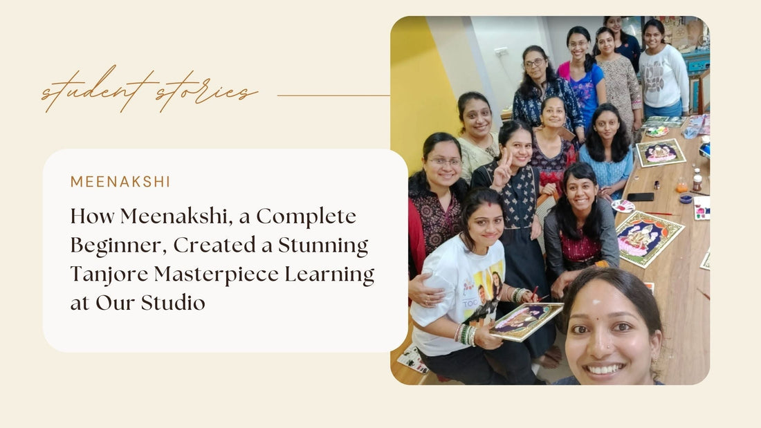 How Meenakshi, a Complete Beginner, Created a Stunning Tanjore Masterpiece Learning at Our Studio